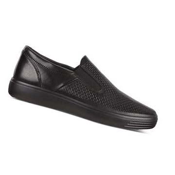 Men's Ecco Soft 7 Slip-on Sneakers Black | Canada 635WNB